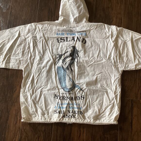 VTG 90s Mermaid Sail Naked TRENZZ Preservation Historical Boating Hooded Shirt - Picture 5 of 7